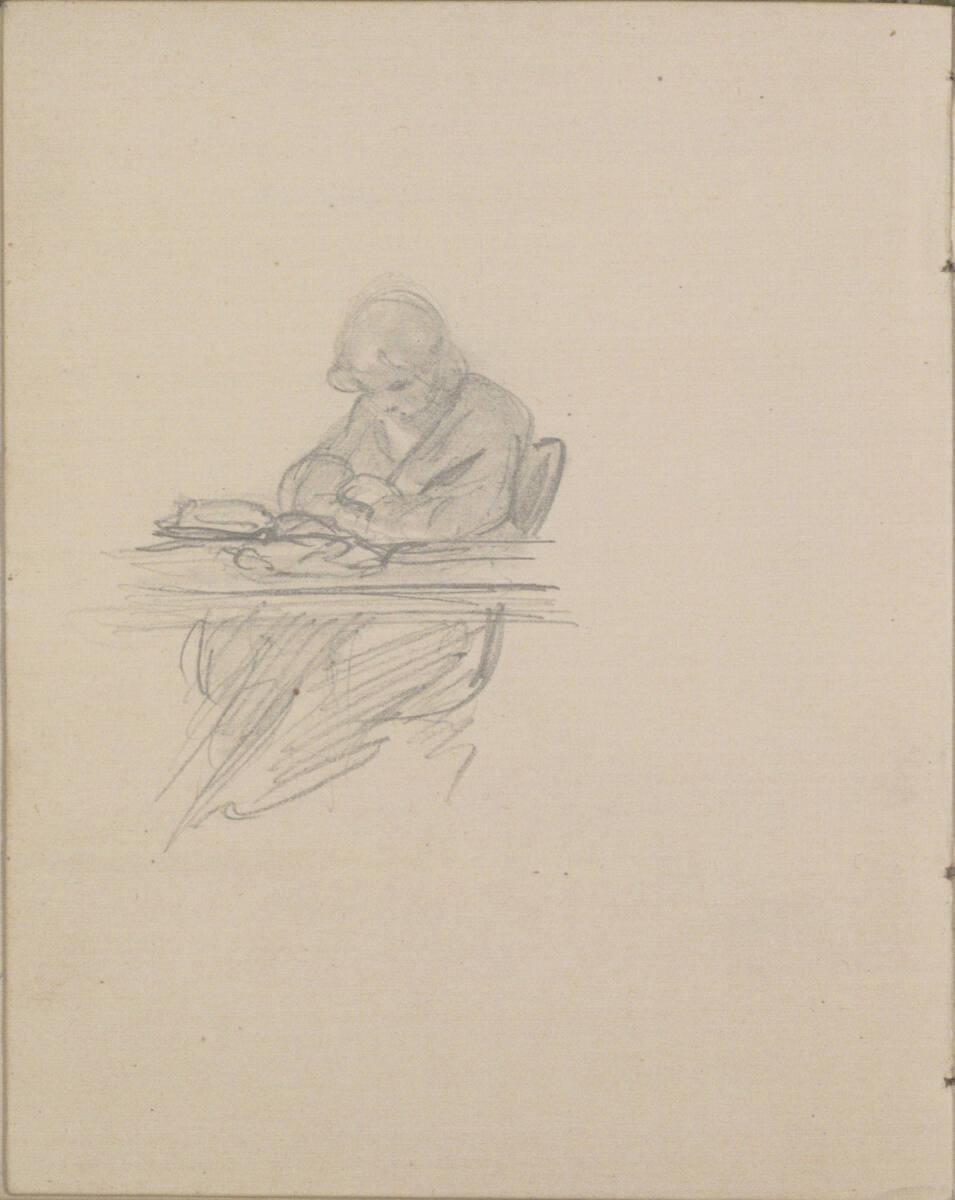 Josef Danhauser, Lesendes Mädchen am Schreibtisch, Inv. Nr.: 26559/44v