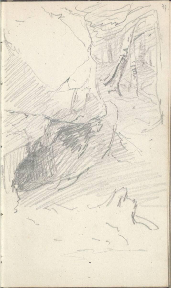Friedrich Gauermann, Waldstudie mit Felsen und Quelle, Inv. Nr.: 25668/37