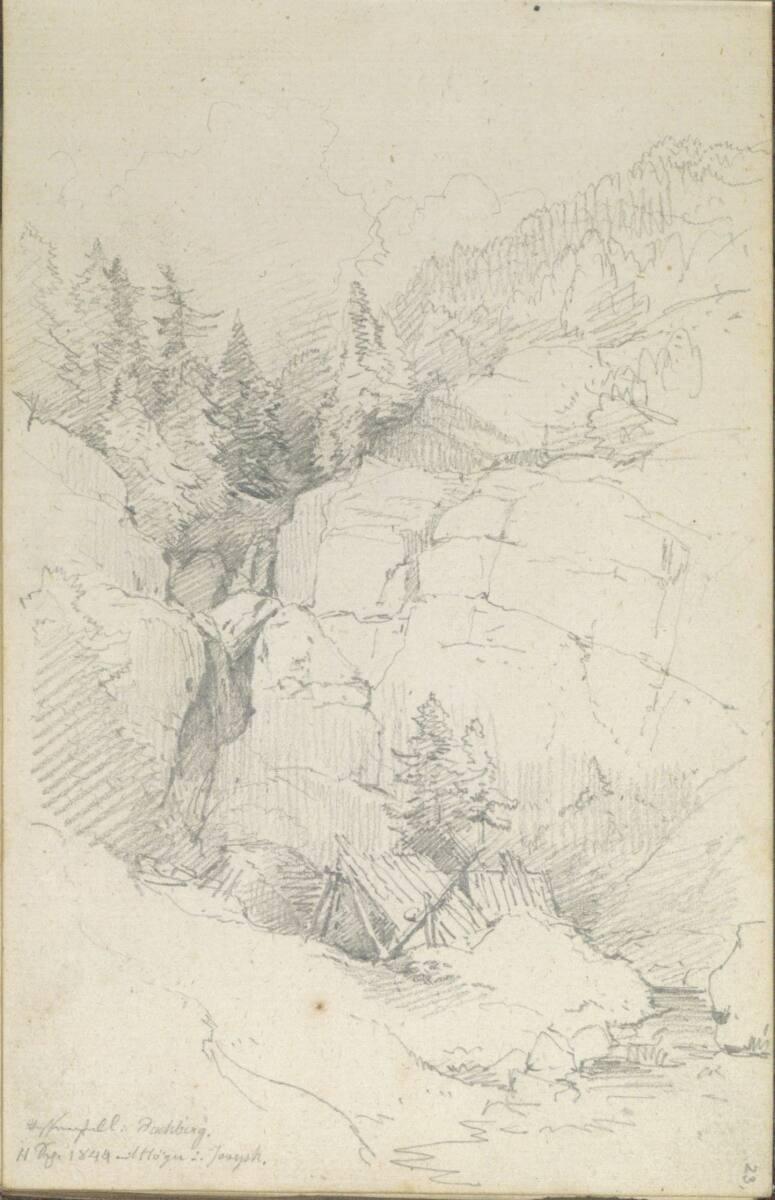 Friedrich Gauermann, Wasserfall Buchberg, Inv. Nr.: 25670/23