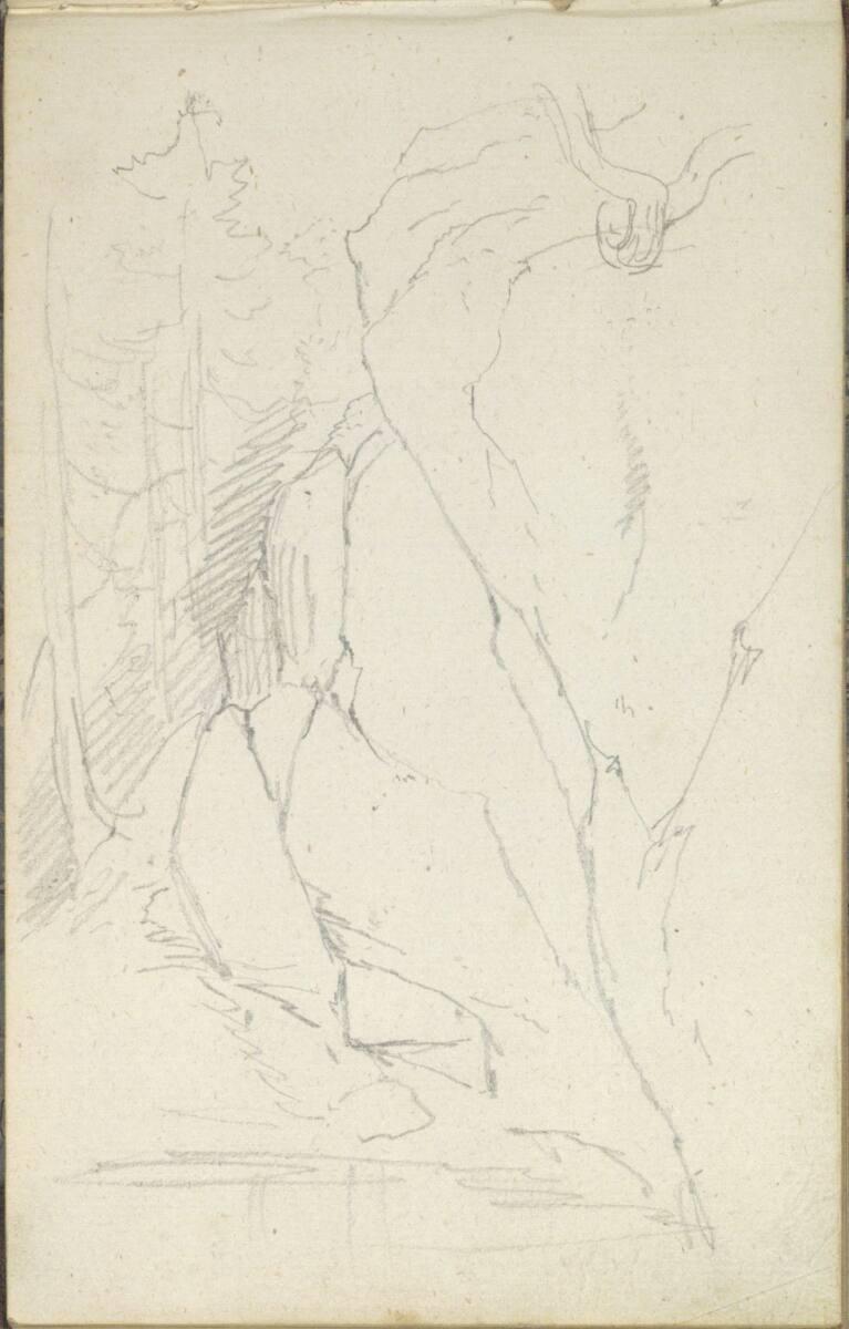 Friedrich Gauermann, Grobe Waldlandschaft mit Felswand, Inv. Nr.: 25670/24