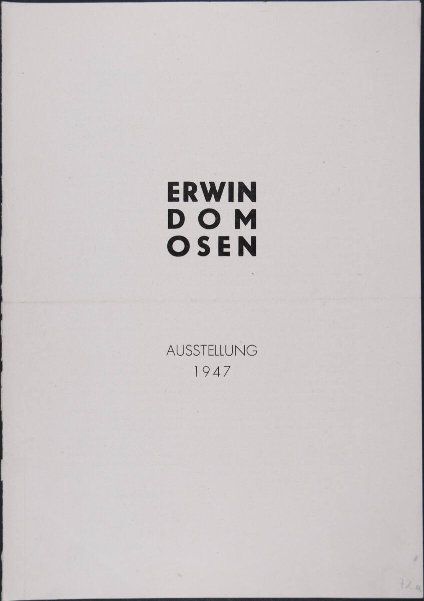 Titelblatt des Ausstellungskataloges von Erwin Dominik Osens Ausstellung von 1947 mit Einleitun…