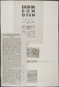 Einladungskarte "Erwin Dom Osen", Zeitungsartikel "Ausstellung Erwin Dom Osen" (Die Furche), "N…