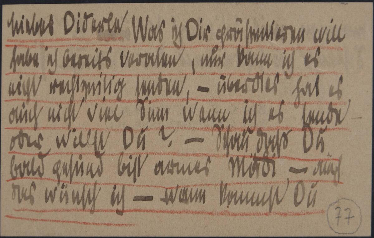 Visitenkarte von Egon Schiele mit Nachricht an seine Frau Edith vom 4. März 1916 (?), Inv. Nr.:…