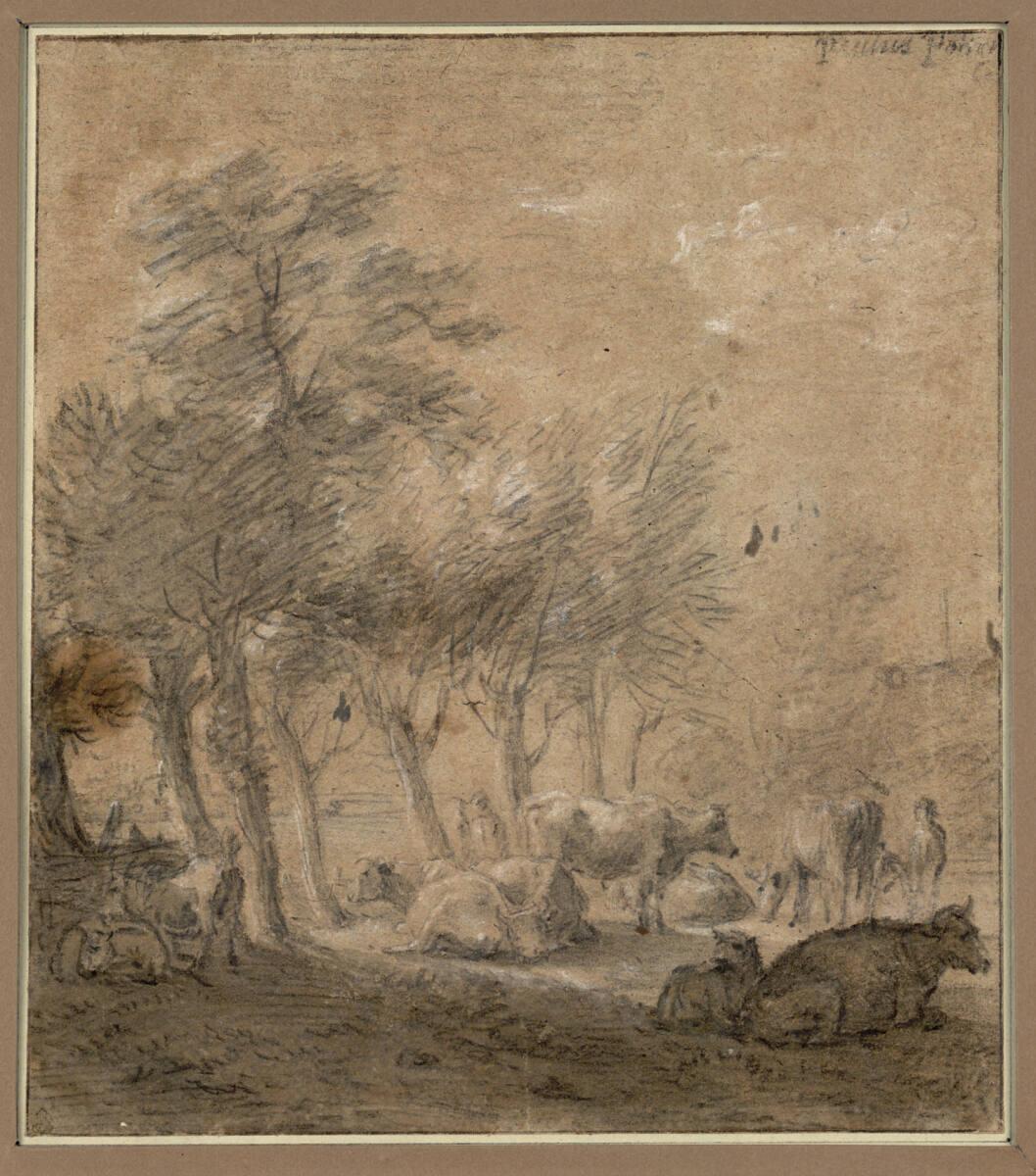 Paulus Potter, Kuhherde im Schatten einer Reihe von Weidenbäumen, Inv. Nr.: 9847