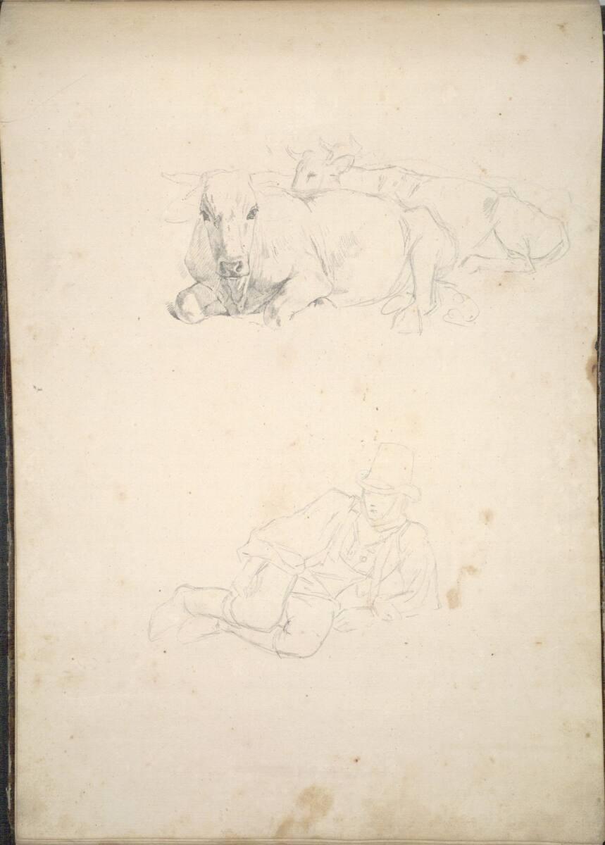 Friedrich Gauermann, Rinder- und Figurenstudie, Inv. Nr.: 16250v