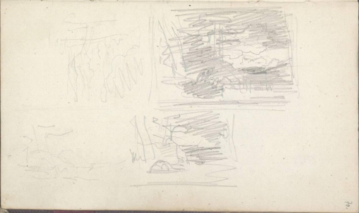 Friedrich Gauermann, Mehrere Entwürfe zu einer Landschaft, Inv. Nr.: 25668/70r