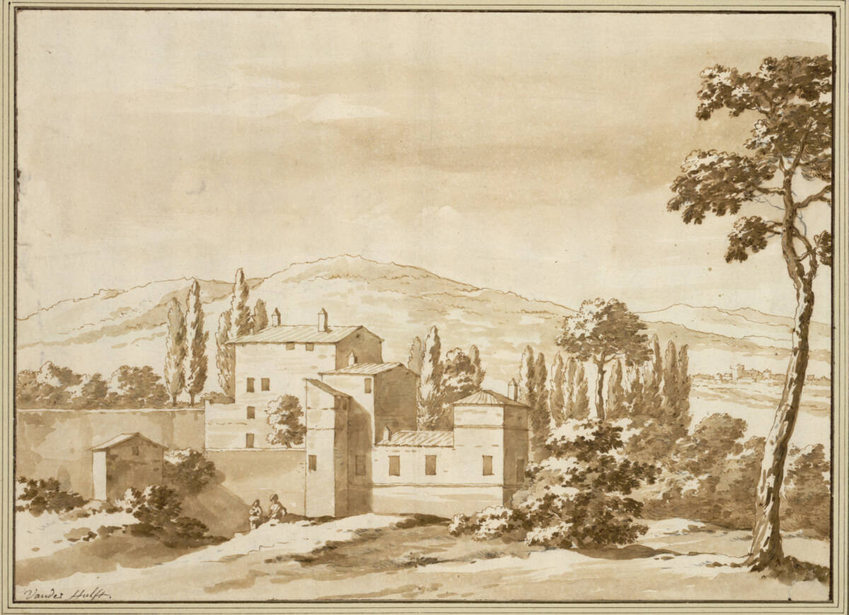 Italienisches Landhaus vor Hügellandschaft, Jacob van der Ulft