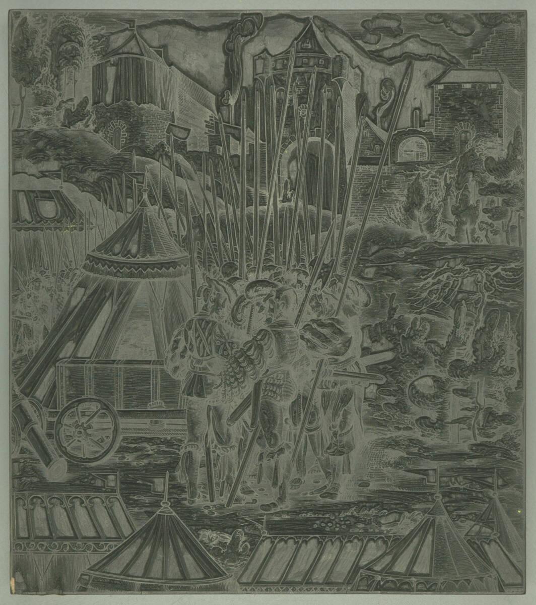 Weißkunig: Zeltlager einer Heeresgruppe vor den Mauern einer Stadt, Inv. Nr.: HO2006/522