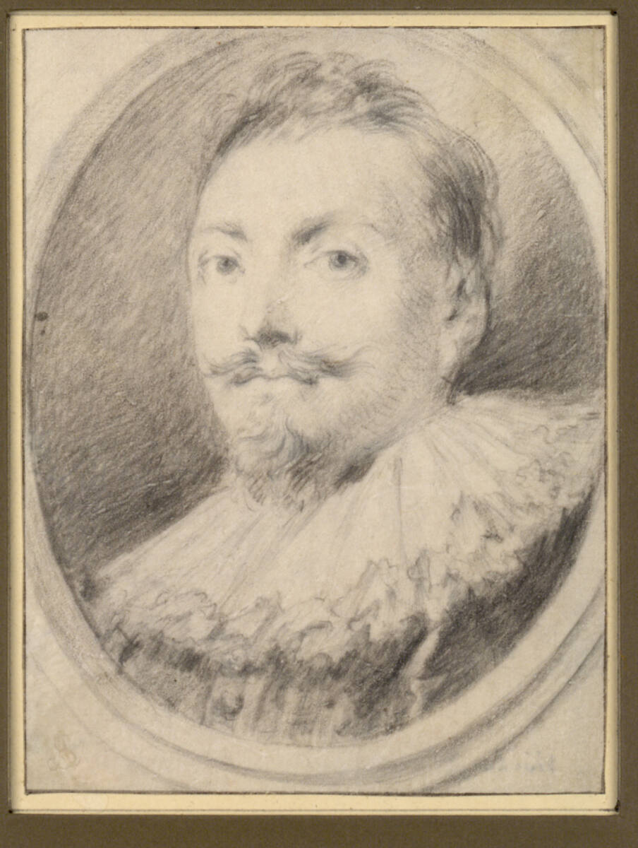 Porträt eines jungen Mannes mit Spitzbart und spanischem Kragen (Brustbild im Oval), Cornelis Visscher