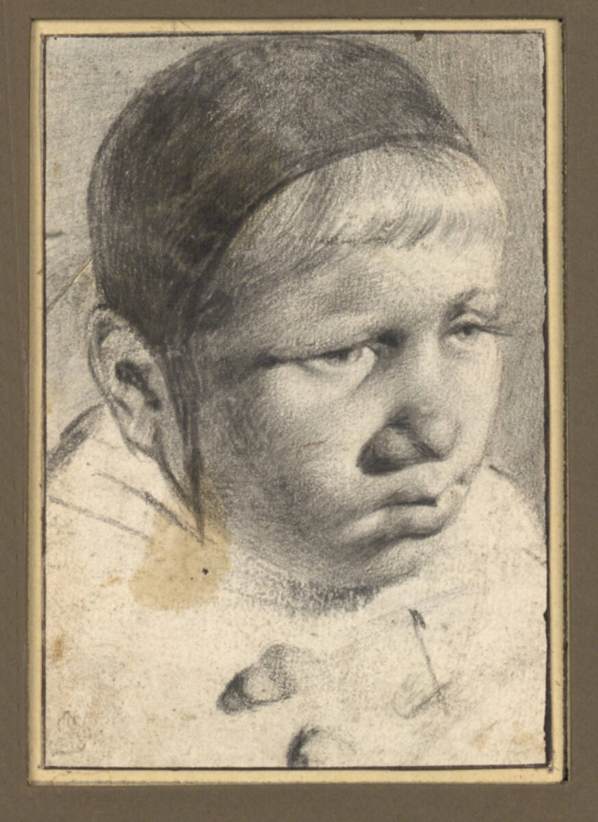 Kinderkopf mit dunklem Häubchen, Cornelis Visscher
