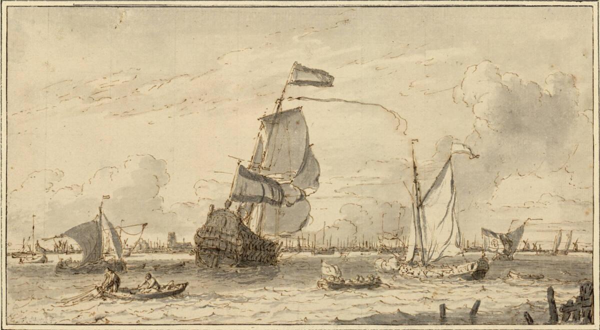 Ludolf Bakhuizen, Die Fregatte Brielle auf der Maas vor Rotterdam, Inv. Nr.: 10010