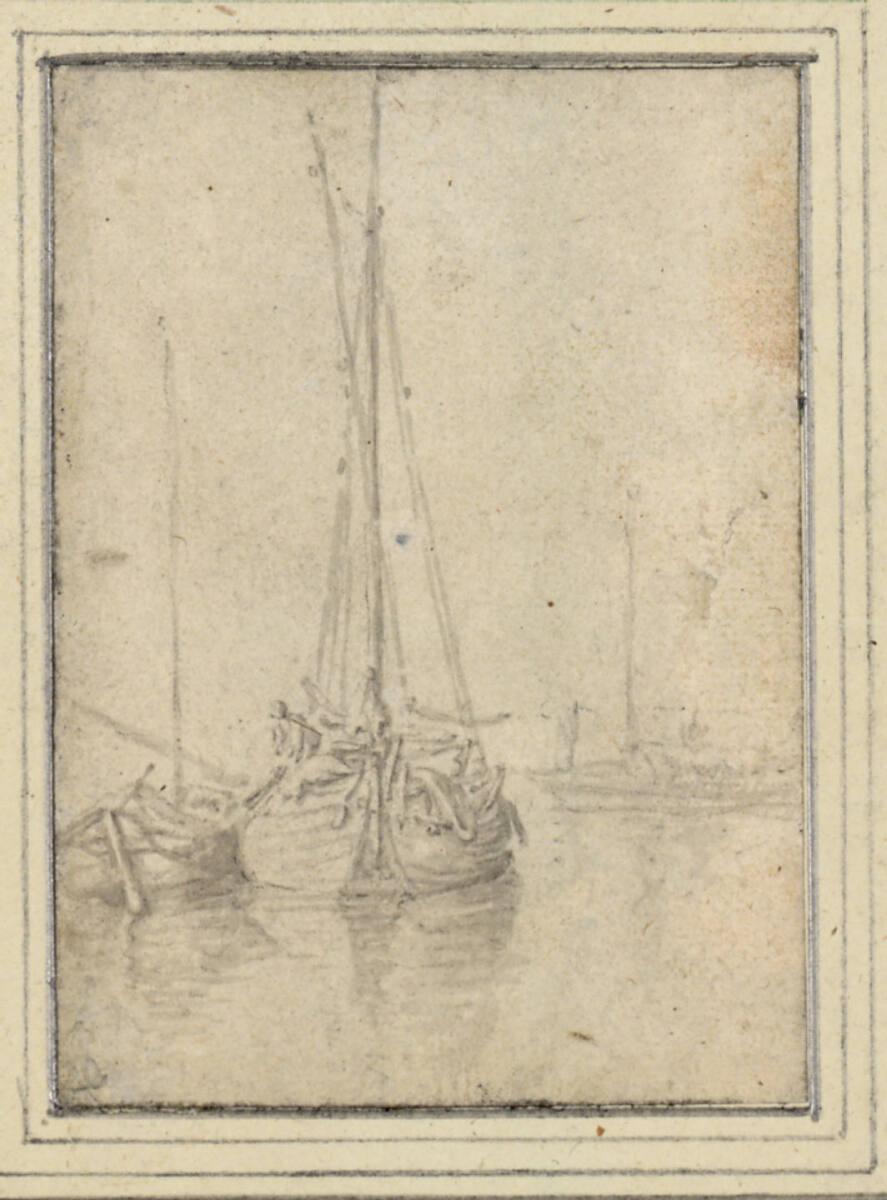 Ludolf Bakhuizen, Zwei abgetakelte Boote, parallel nebeneinander liegend, Inv. Nr.: 10044