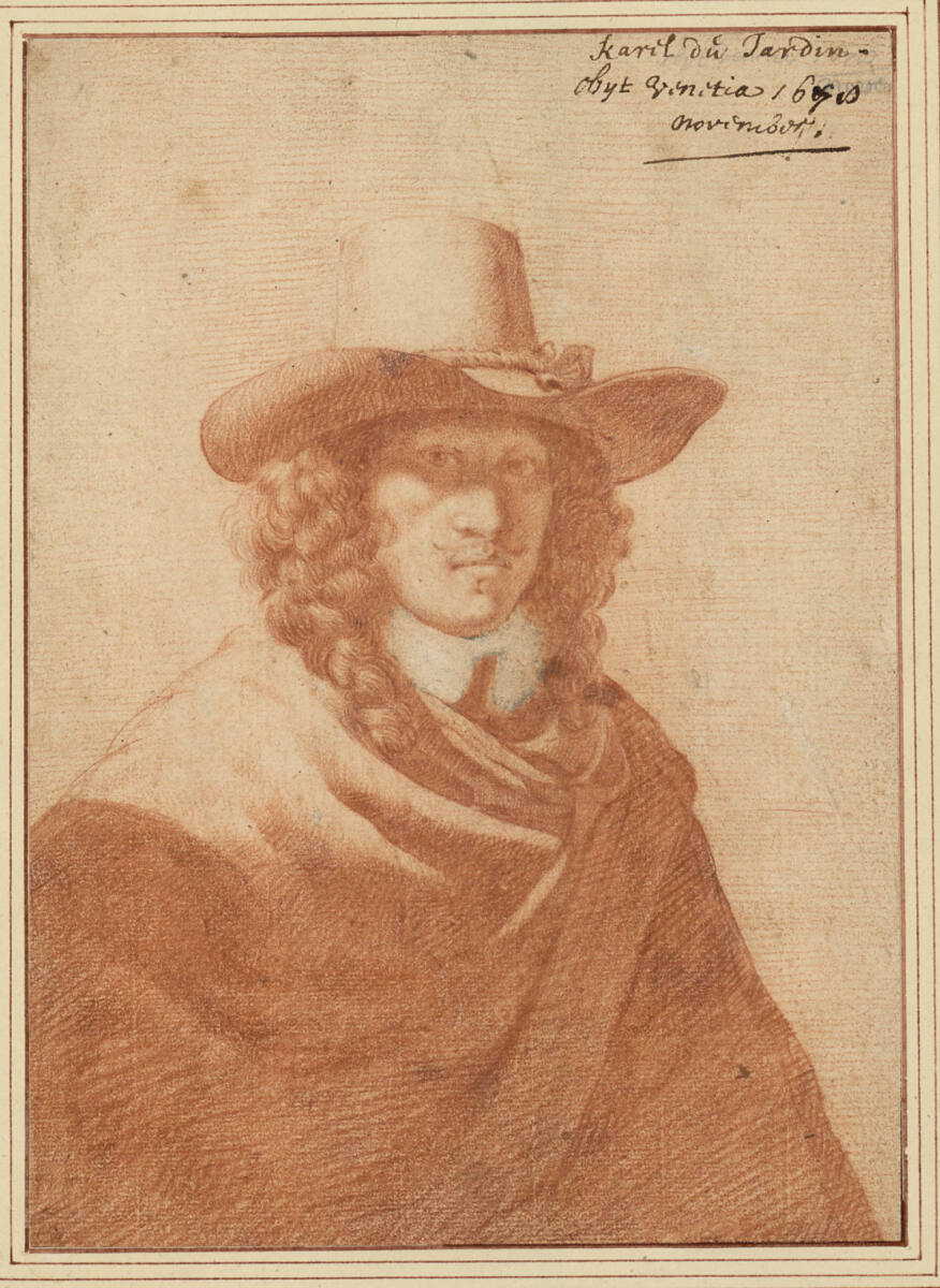 Porträt des Künstlers mit Hut und Mantel, Karel Dujardin