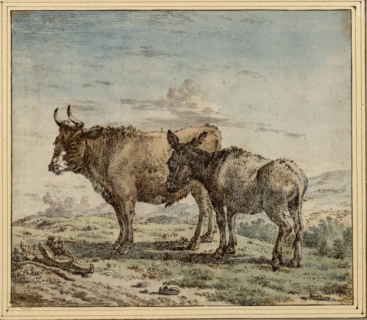 Karel Dujardin, Ochse und Esel, Inv. Nr.: 10096