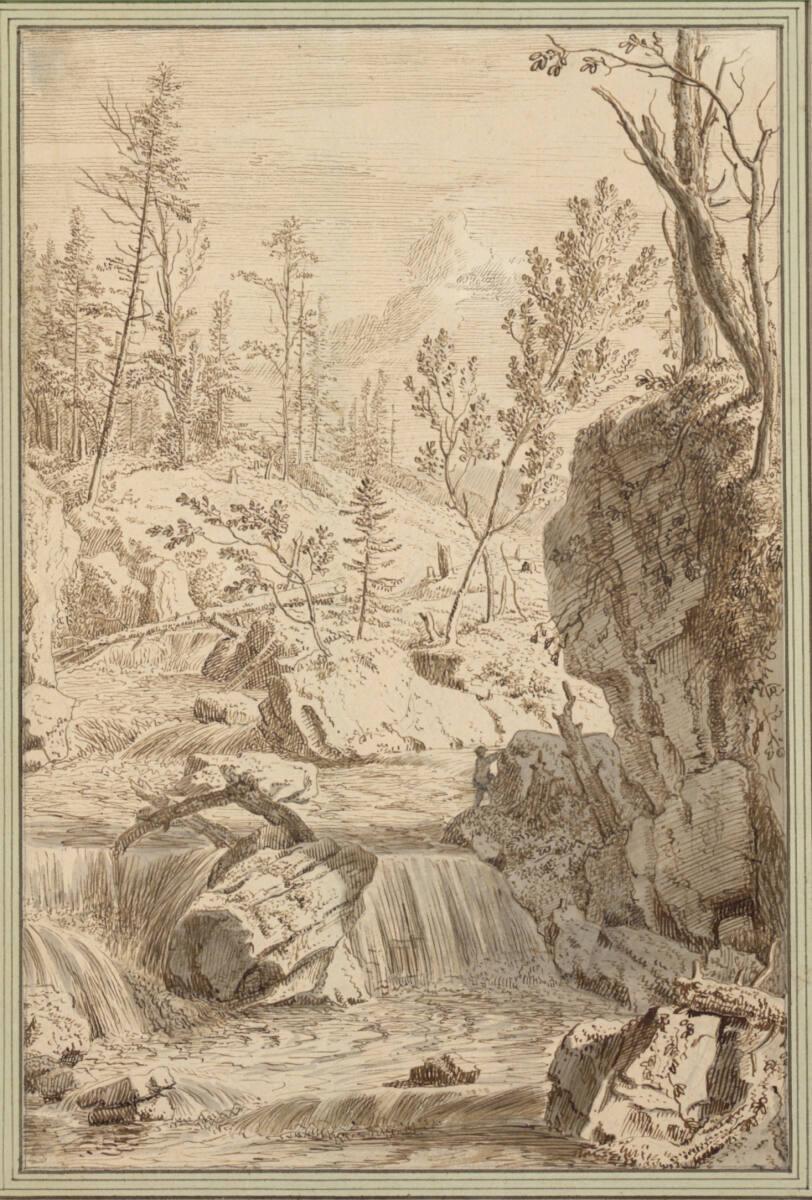 Albert Meyering, Gebirgslandschaft mit Wasserfall, Inv. Nr.: 10206