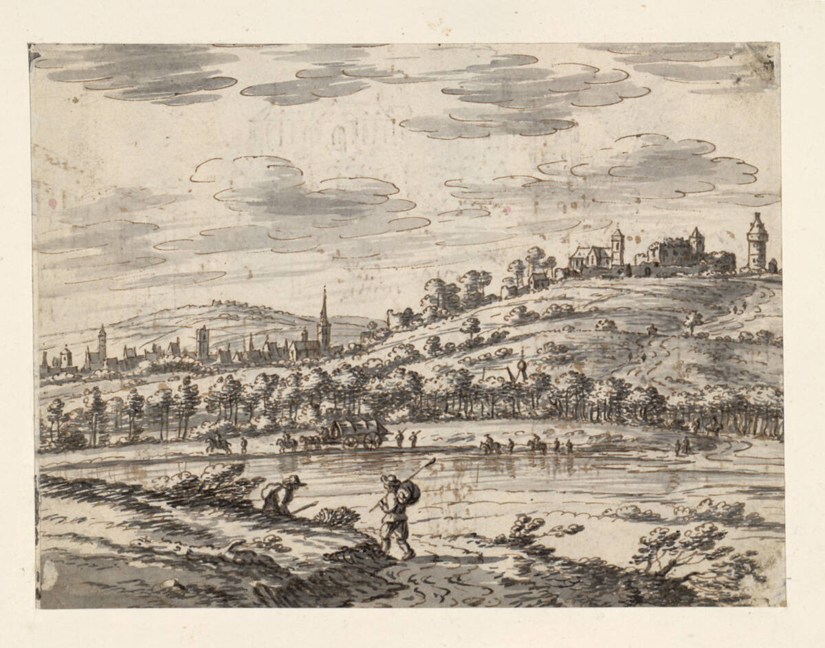 Flußlandschaft mit Stadt und Burg, JosuadeGrave