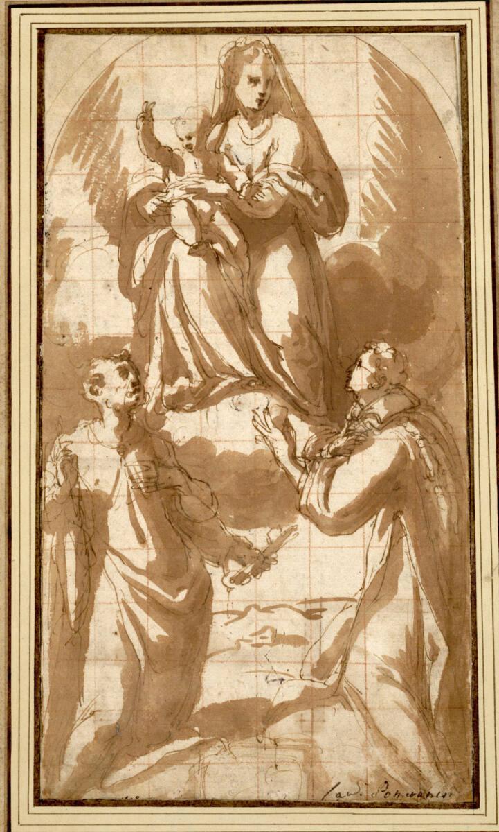 Cristoforo Roncalli, gen. Pomarancio, Die Madonna erscheint den Heiligen Petrus und Stephanus, …