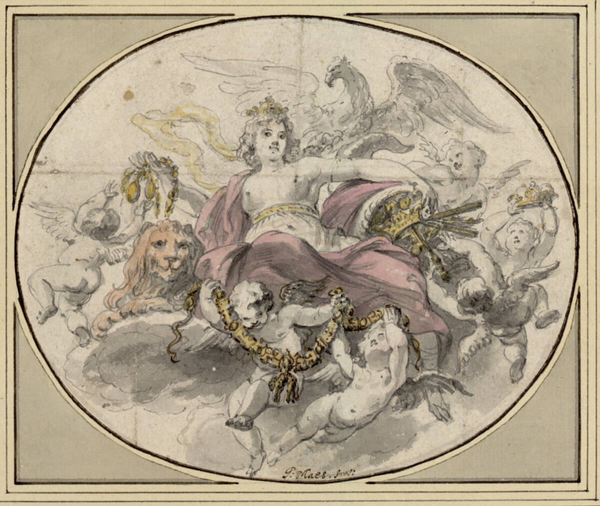 Allegorie der Freigiebigkeit des Hauses Österreich (Deckenentwurf), Godfried Maes