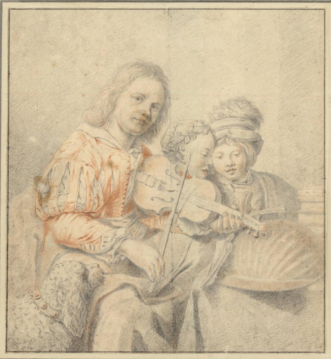 Willem van Mieris, Fiedelnder Jüngling und zwei singende Kinder, Inv. Nr.: 10303