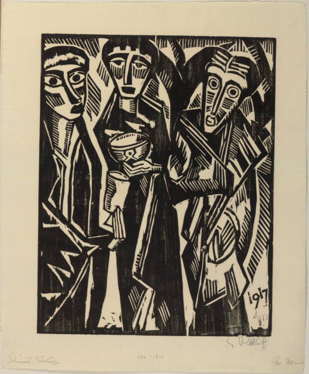 Karl Schmidt-Rottluff, Die heiligen drei Könige (Neumann - Mappe Blatt 8), Inv. Nr.: DG1924/662