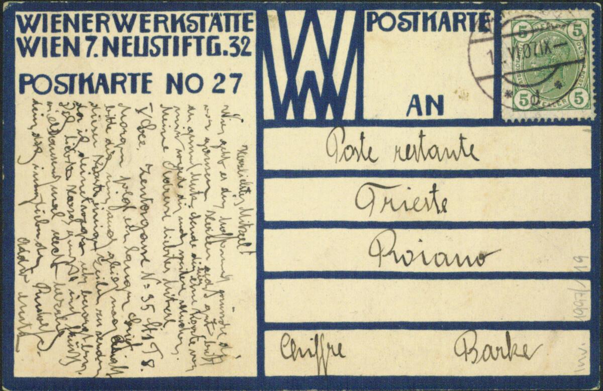Rudolf Kalvach, Postkarte Nr. 27 der Wiener Werkstätte: Herzlichen Glückwunsch zum Geburtstage,…