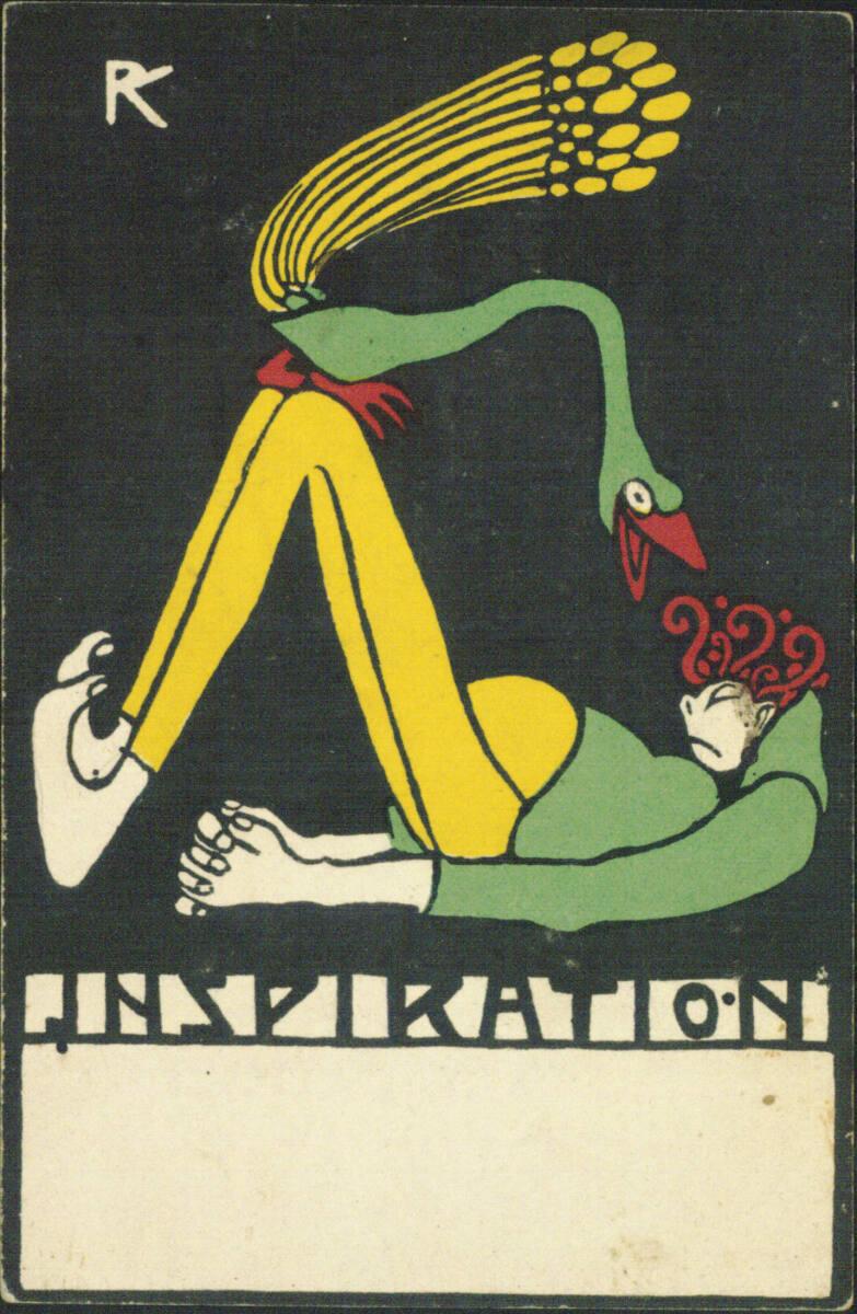 Rudolf Kalvach, Postkarte Nr. 84 der Wiener Werkstätte: Inspiration, Inv. Nr.: DG1997/120r