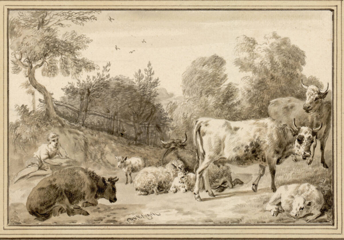 Kleine Viehherde und ruhender Hirtenjunge, Dirck van der Bergen