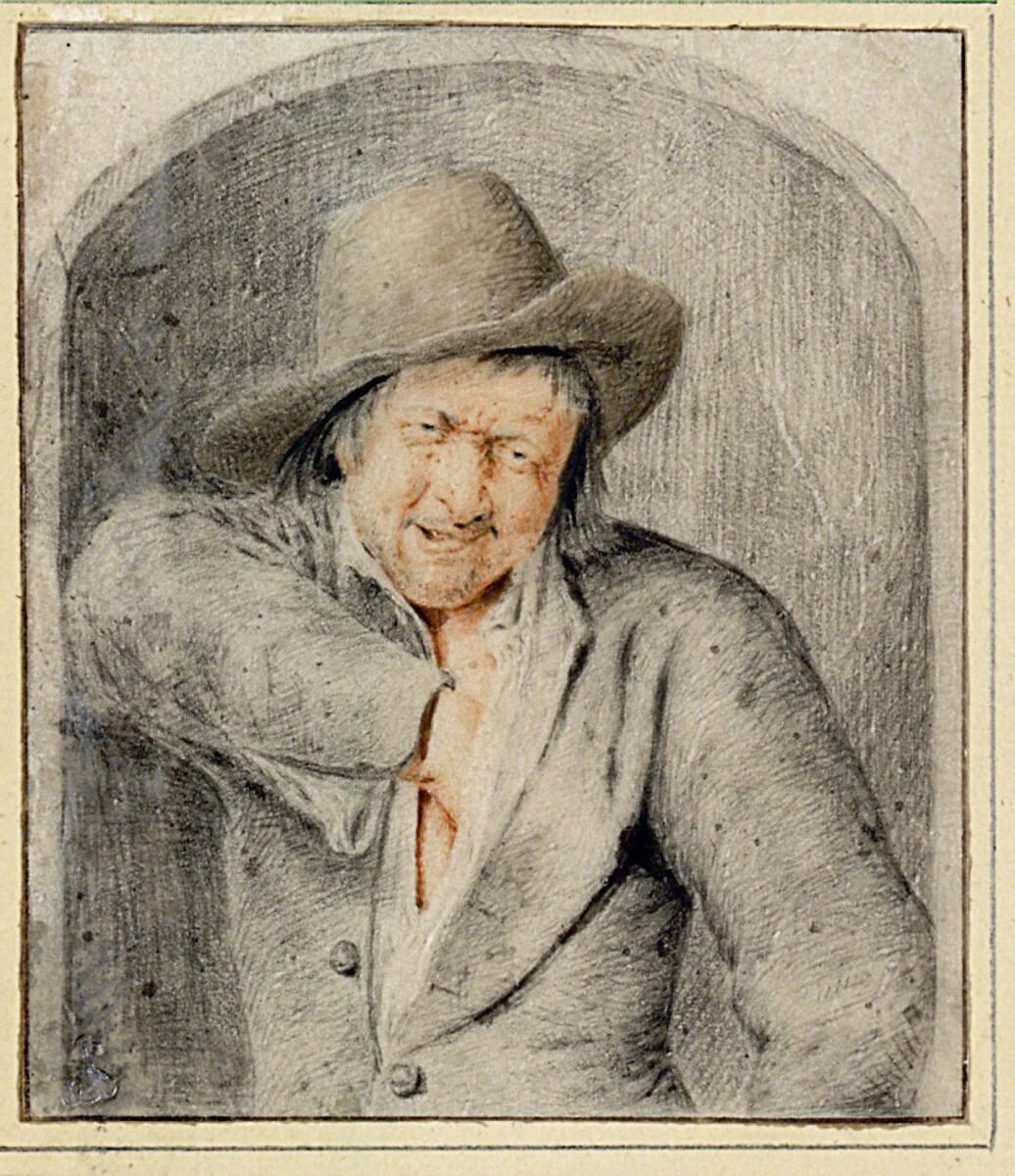 Cornelis Dusart, Bäuerischer Mann, sich unter dem Hemd kratzend  (halbfigurig unter einem Fenst…