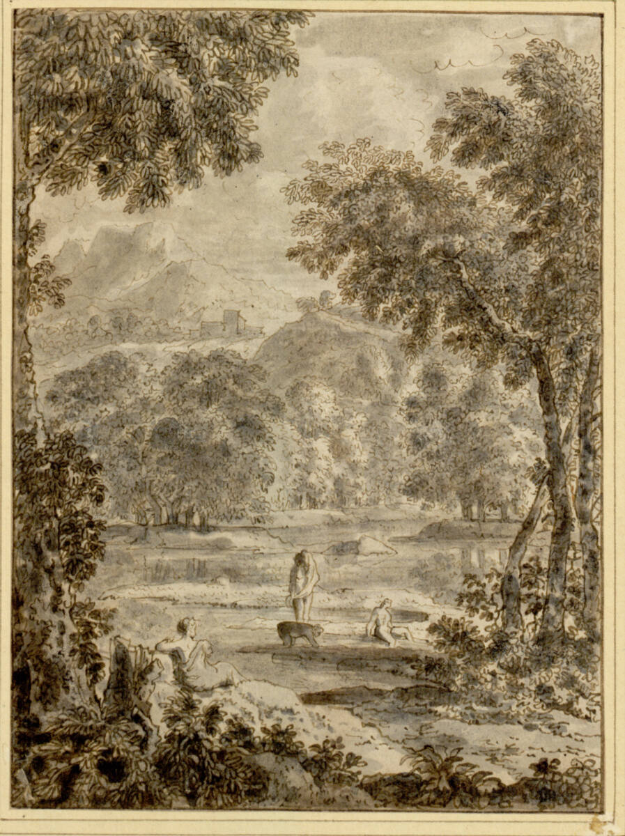 Arkadische Waldlandschaft mit badenden Nymphen, Isaac de Moucheron