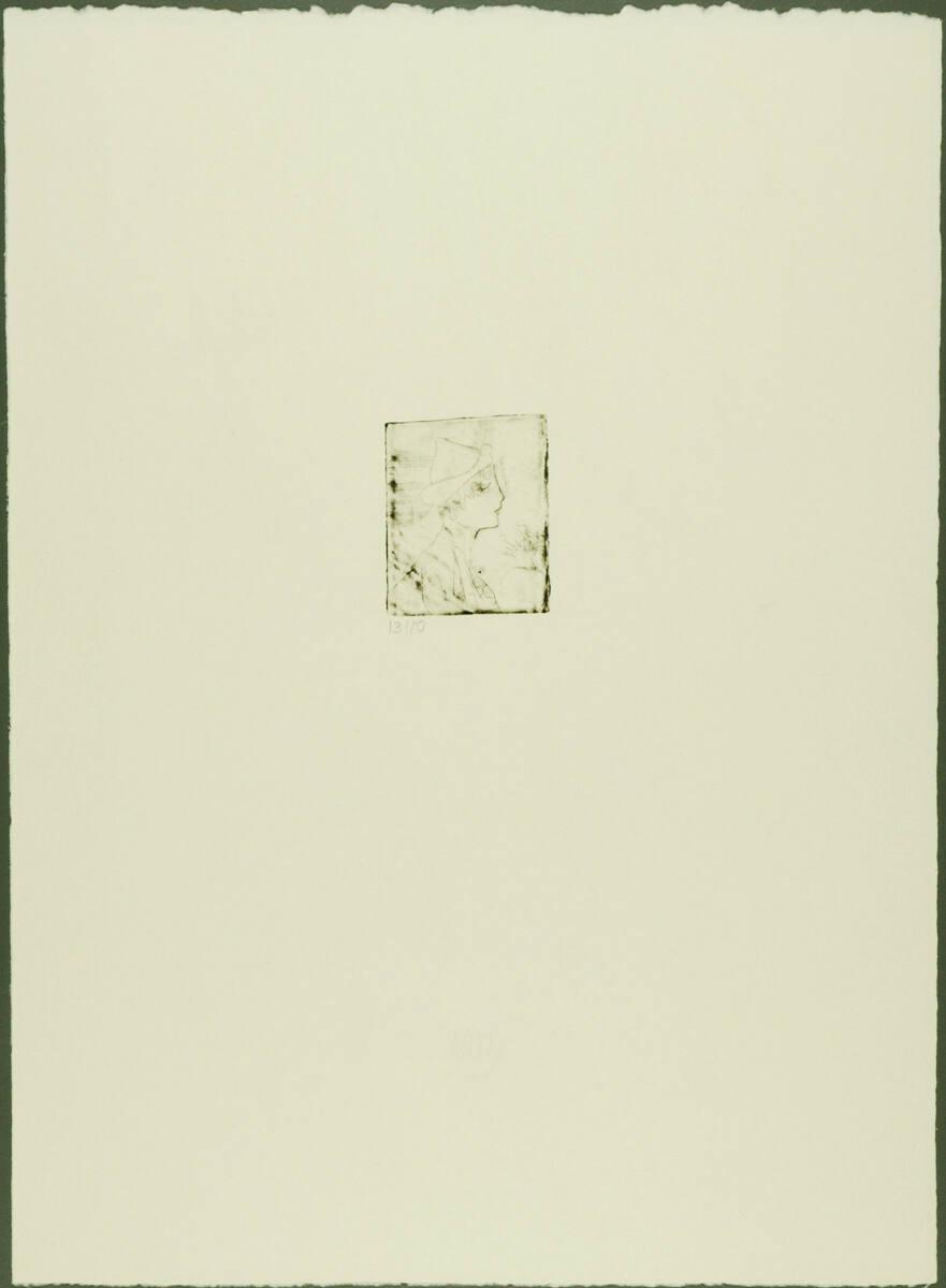Fritz von Herzmanovsky-Orlando, Knabenkopf mit Hut nach rechts, Inv. Nr.: DG1986/63/21