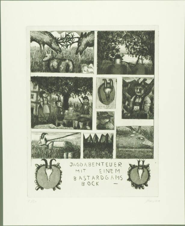 Wolfgang Herzig, Jagdabenteuer mit einem Bastardgamsbock, Inv. Nr.: DG2005/10837/27
