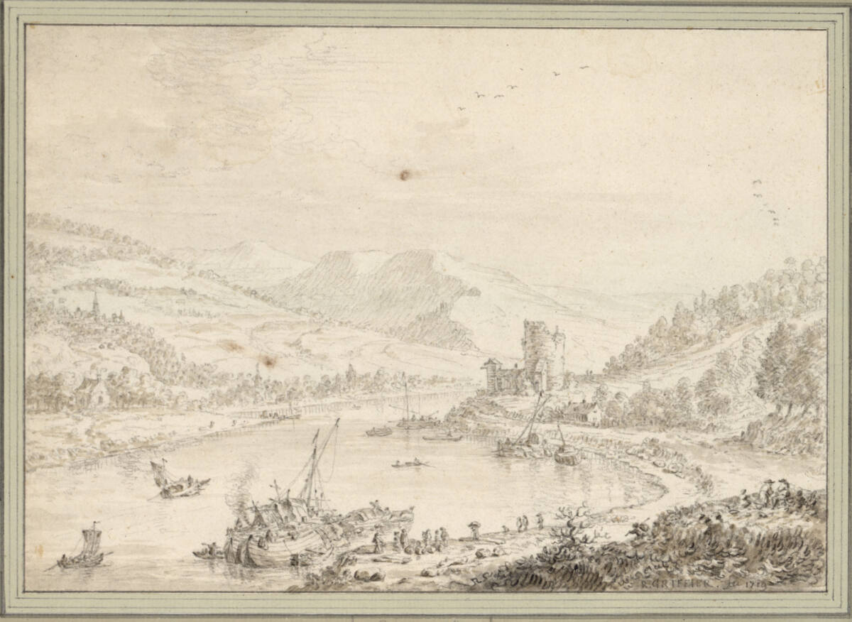 Rheinansicht (in der Art des Herman Saftleven), RobertGriffier, 1719