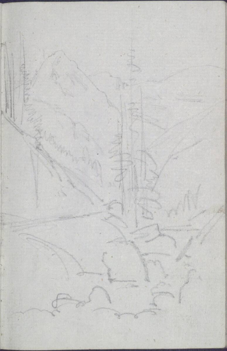 Carl Gauermann, Grobe Landschaftsskizze (kopfstehend), Inv. Nr.: 25669/10v