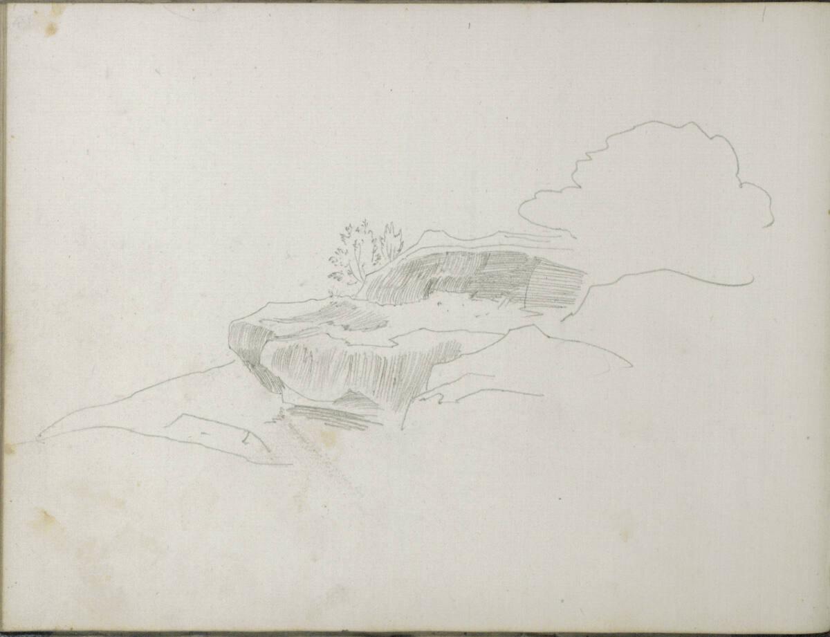 Heinrich Reinhold, Skizzenbuch: Umrisse und Schatten eines Felsens am Hang, Inv. Nr.: 24988/15v