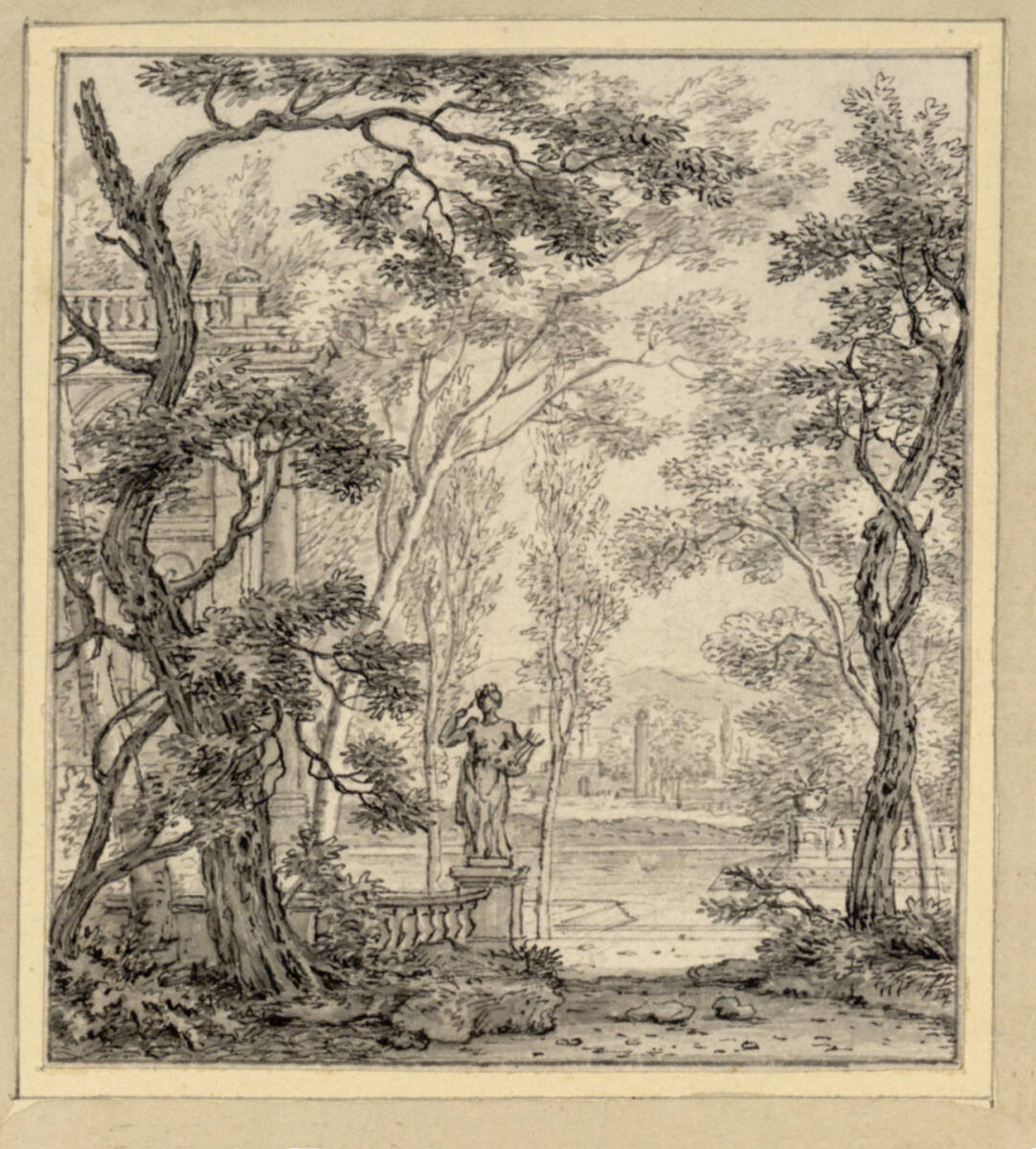 Parklandschaft mit Statue, JohannesdeBosch