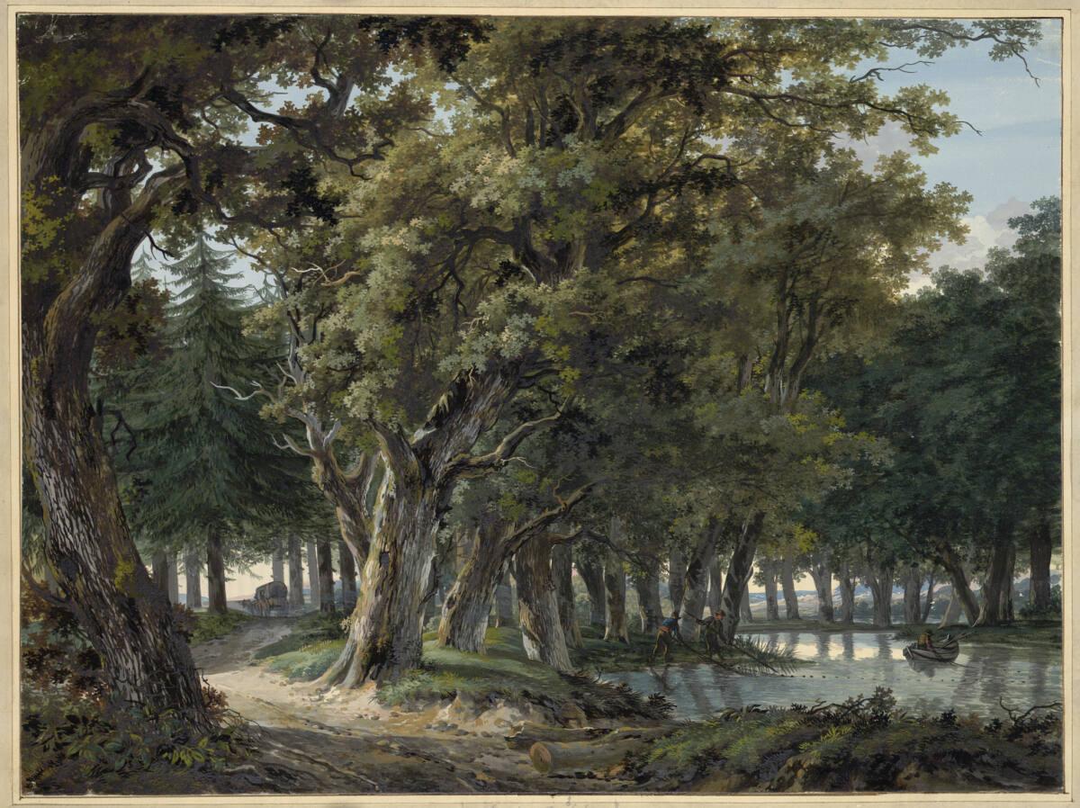 Hermanus van Brussel, Waldinneres mit Fischern an einem stillen Gewässer, Inv. Nr.: 10815