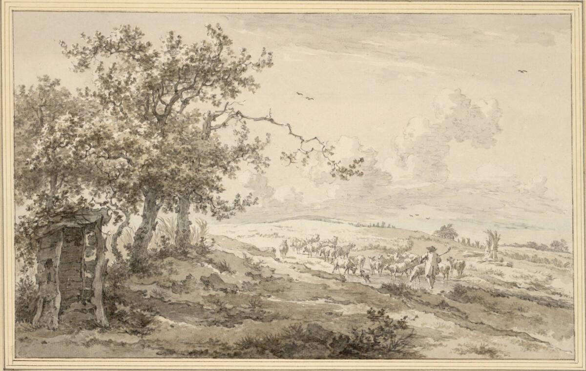 Egbert van Drielst, Landschaft mit Schafherde und Aborthäuschen unter Bäumen, in der Umgebung v…