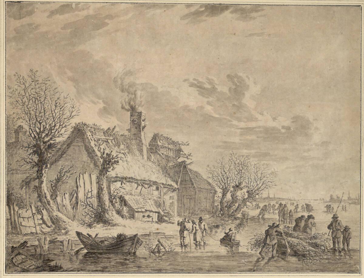 Steven Goblé, Winterlandschaft mit Bauernhaus und Schlittschuhläufern, Inv. Nr.: 10847