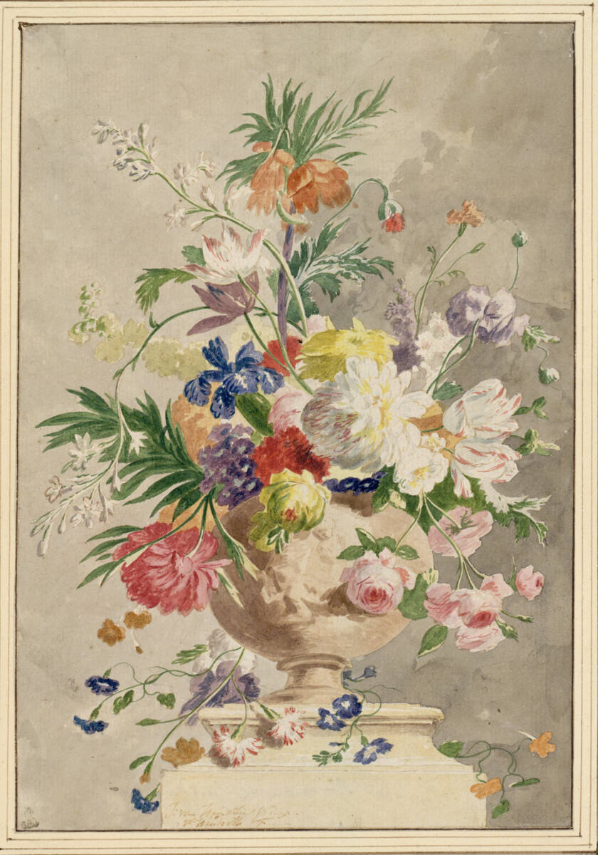 Blumenstillleben - in bauchiger Vase auf einem Podest, Wybrand Hendricks