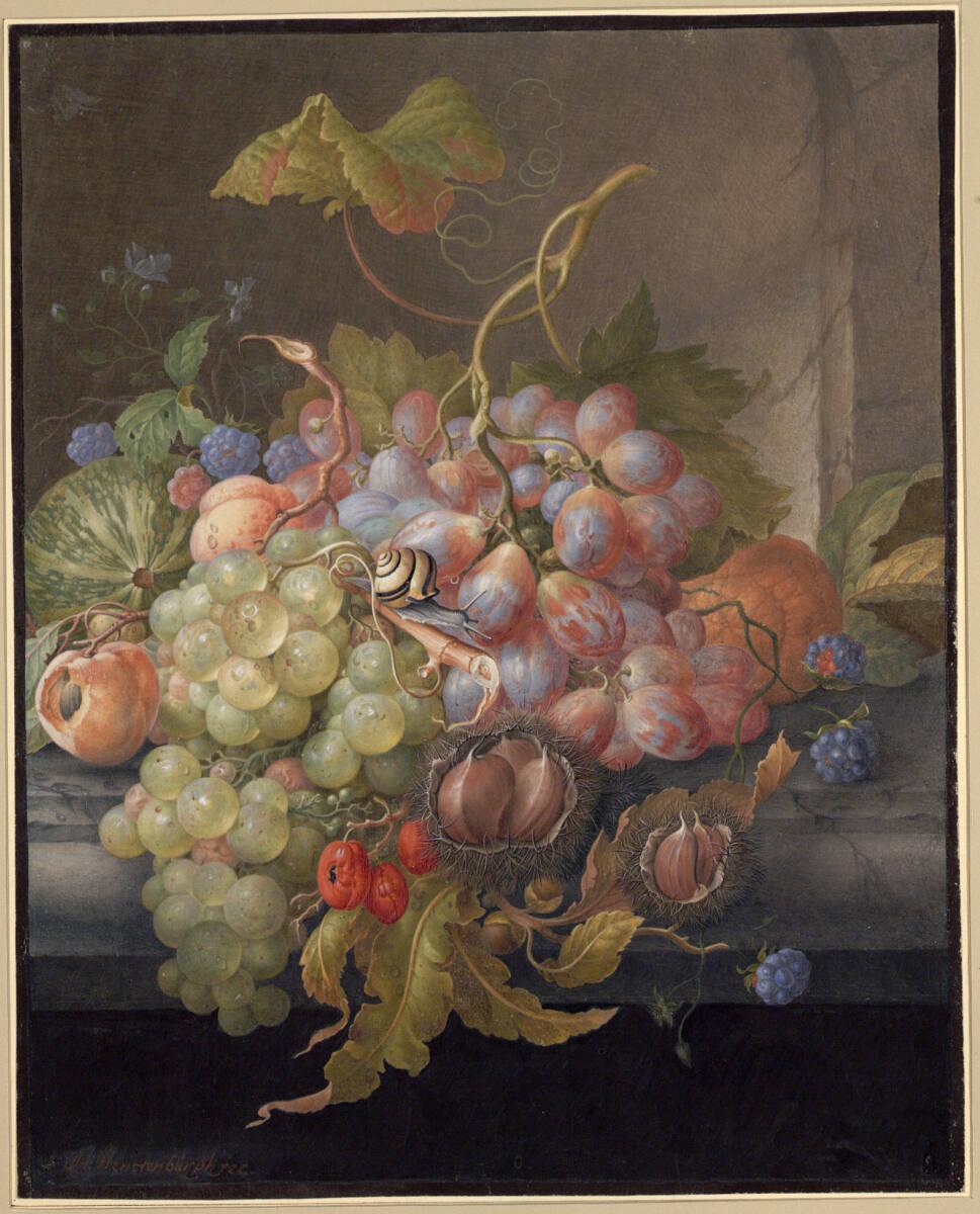 Herman Henstenburgh, Früchtestillleben mit Maronen und kleiner Schnecke, Inv. Nr.: 10886