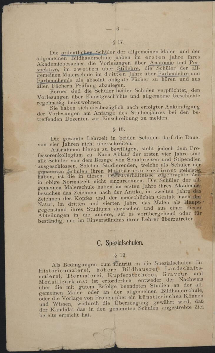 Studienordnung für die Schulen der K. K. Akademie der bildenden Künste in Wien für das Schuljah…