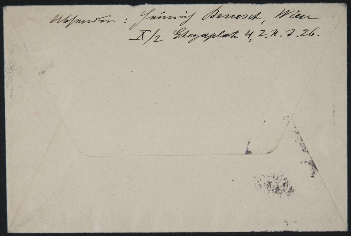 Brief von Heinrich Benesch an Egon Schiele vom 3. August 1917, Inv. Nr.: ESA9a/verso