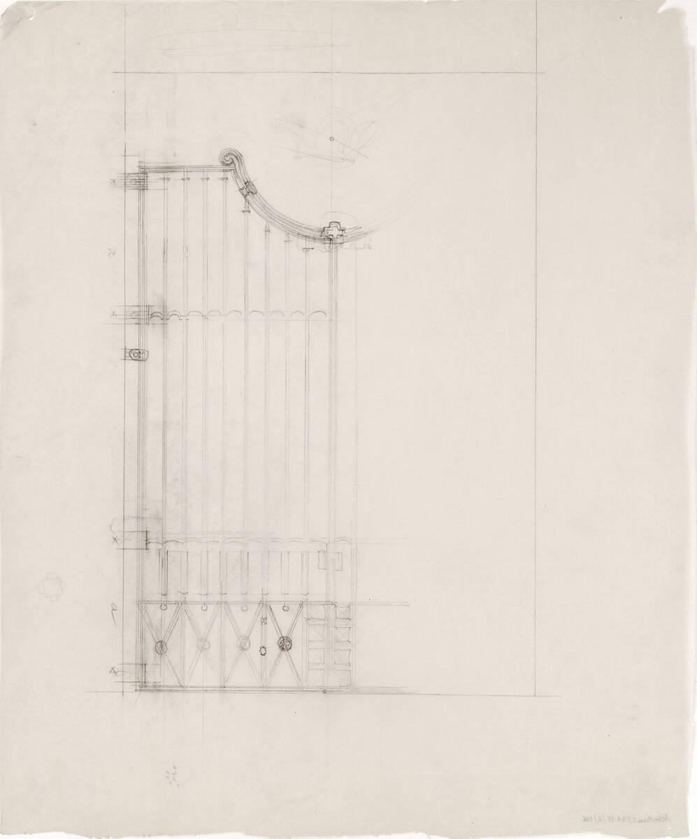 Belo Horizonte, Kathedrale; Studie; Haupteingang, Gitter, Ansicht, Inv. Nr.: CLHA15/2/166