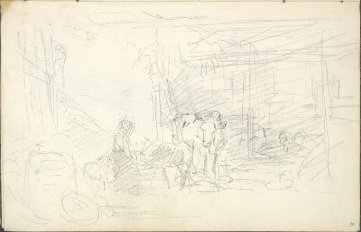 Friedrich Gauermann, Skizze eines Stallinterieurs, Inv. Nr.: 25671/4