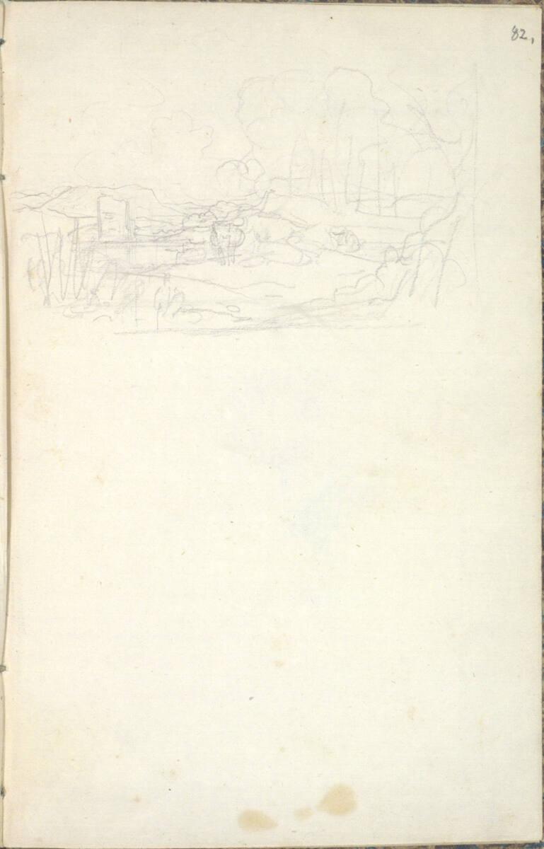 Friedrich Gauermann, Landschaftsstudie mit Ruine, Inv. Nr.: 25671/82r