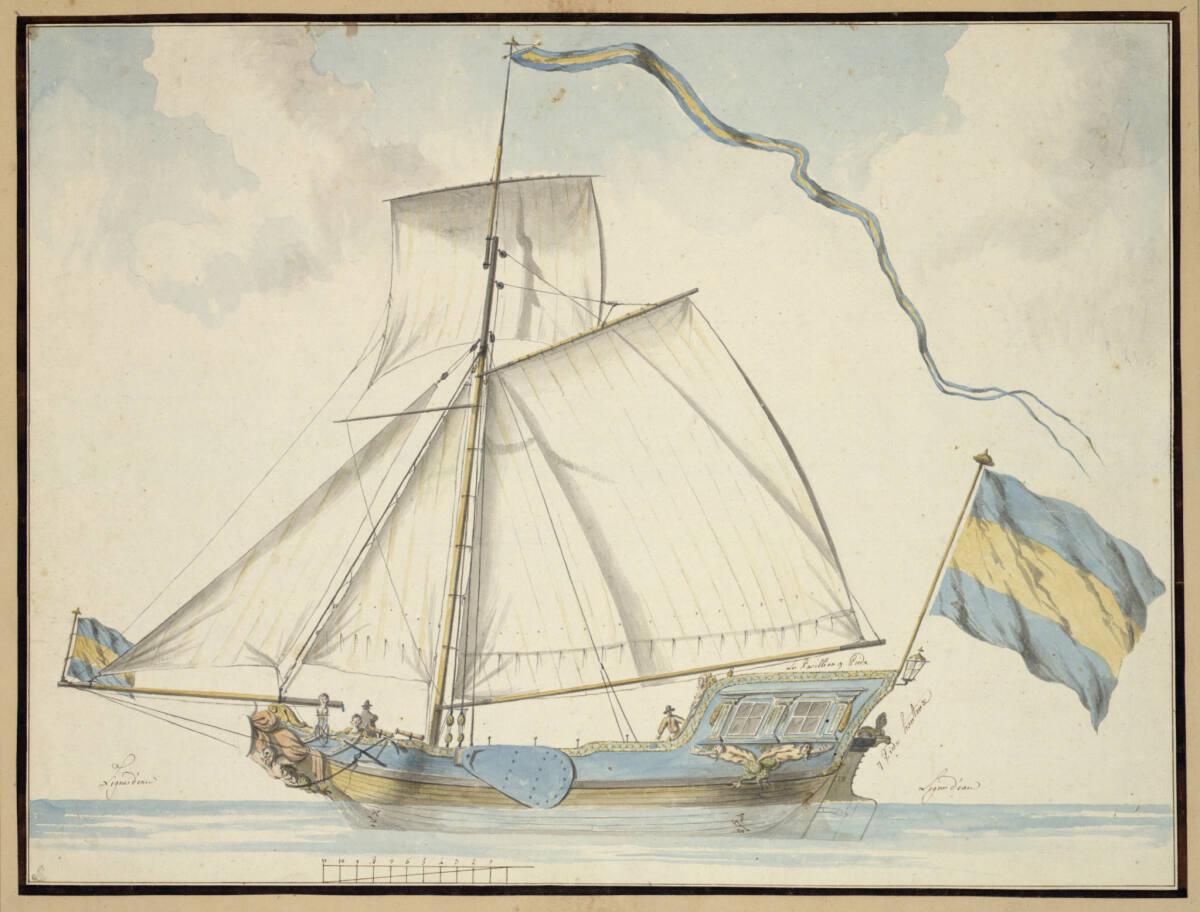 Balthazar Solvyns , Eine Jacht für Marie Christine und Albert von Sachsen-Teschen in Schoonenbe…