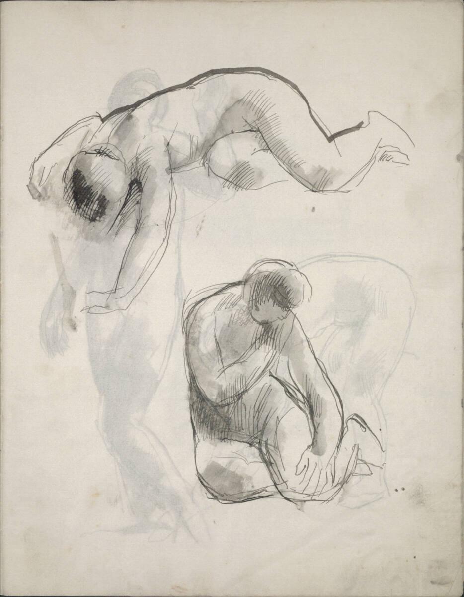 Karoly Patko, Aktskizze eines Kauernden; Aktskizze eines Sitzenden mit angezogenen Beinen, Inv.…