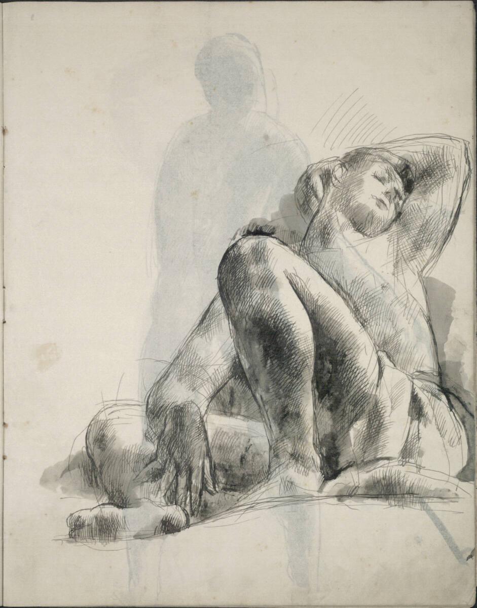 Karoly Patko, Aktstudie eines nach hinten gelehnten Sitzenden, Inv. Nr.: 45604/8