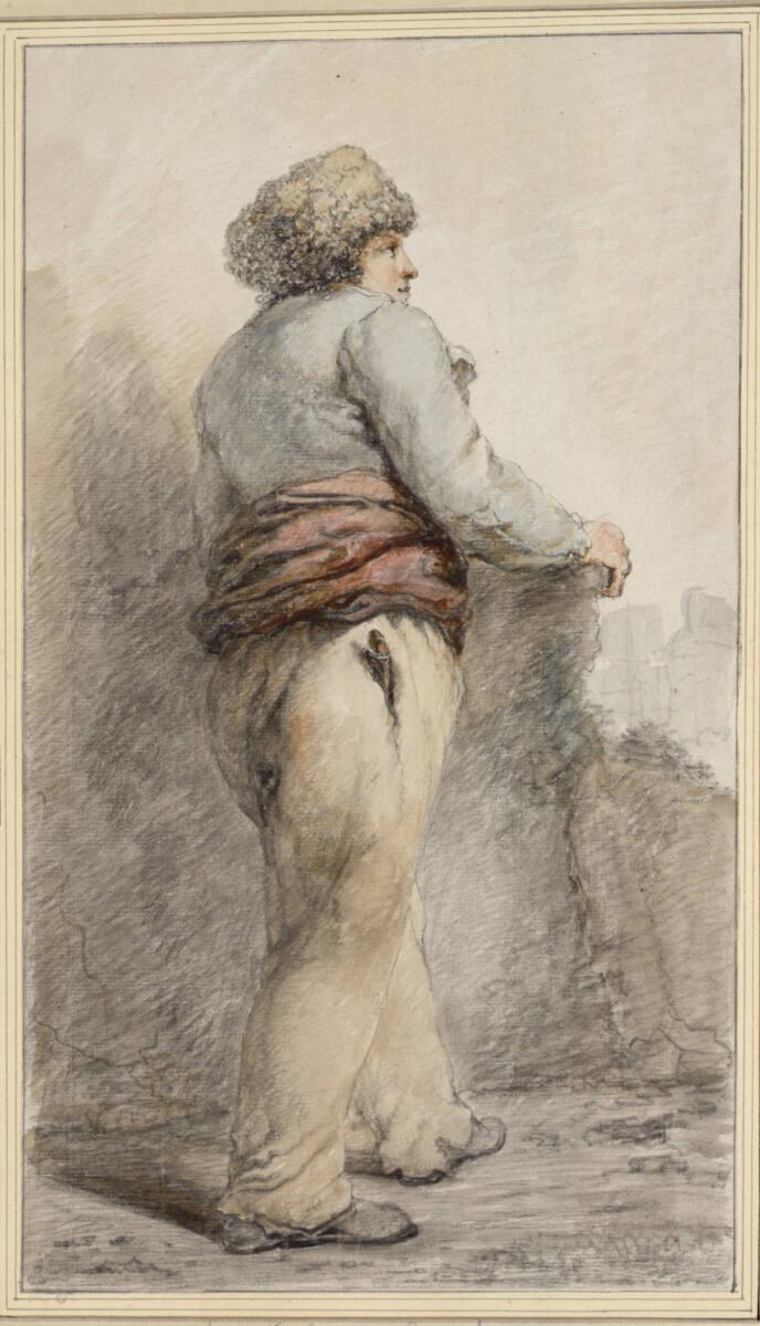 Jacob van Strij, Mann mit Pelzmütze (holländischer Fischer), in halber Rückenansicht, Inv. Nr.:…