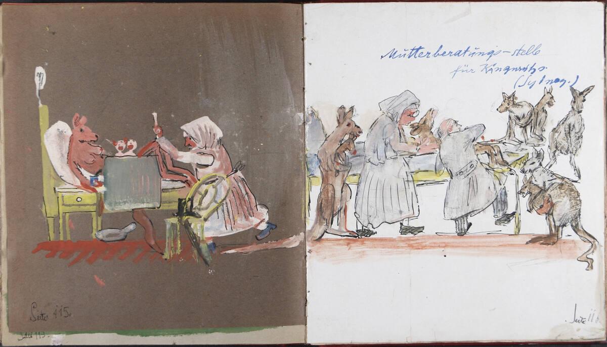 Oskar Laske, "Mutterberatungsstelle für Kängurus", Inv. Nr.: 35007/12/115-116